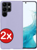 BTH BTH Samsung Galaxy S22 Ultra Hoesje Siliconen - Lila - 2 PACK