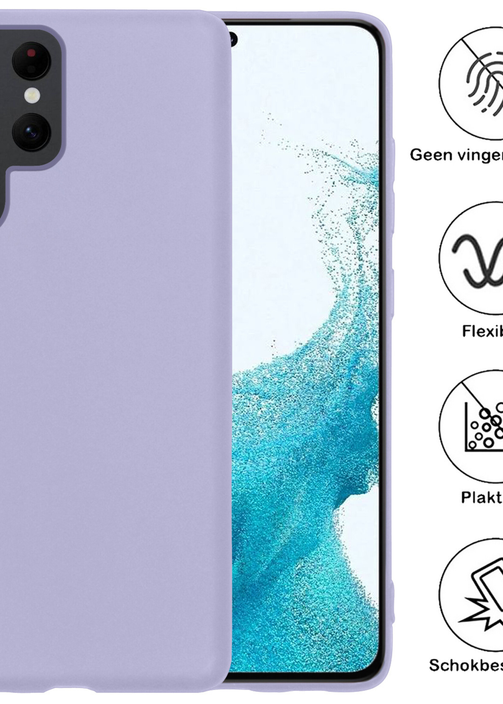 BTH Hoesje Geschikt voor Samsung S22 Ultra Hoesje Siliconen Case Hoes - Hoes Geschikt voor Samsung Galaxy S22 Ultra Hoes Cover Case - Lila - 2 PACK