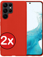 BTH BTH Samsung Galaxy S22 Ultra Hoesje Siliconen - Rood - 2 PACK