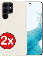BTH BTH Samsung Galaxy S22 Ultra Hoesje Siliconen - Wit - 2 PACK