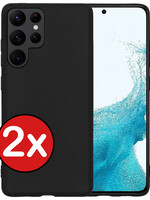 BTH BTH Samsung Galaxy S22 Ultra Hoesje Siliconen - Zwart - 2 PACK