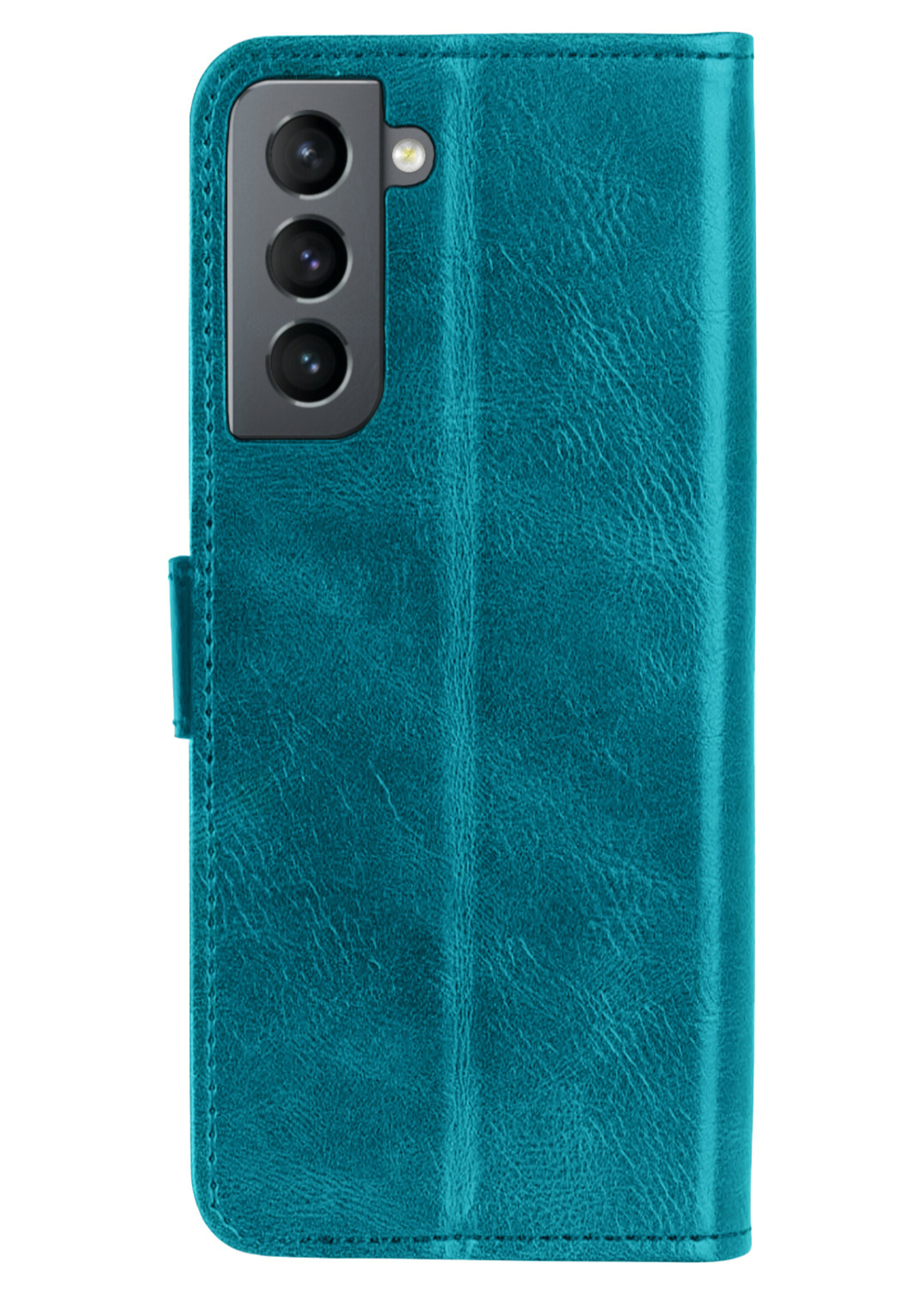 BTH Samsung S22 Hoesje Book Case Hoes - Samsung Galaxy S22 Case Hoesje Portemonnee Cover - Samsung S22 Hoes Wallet Case Hoesje - Turquoise