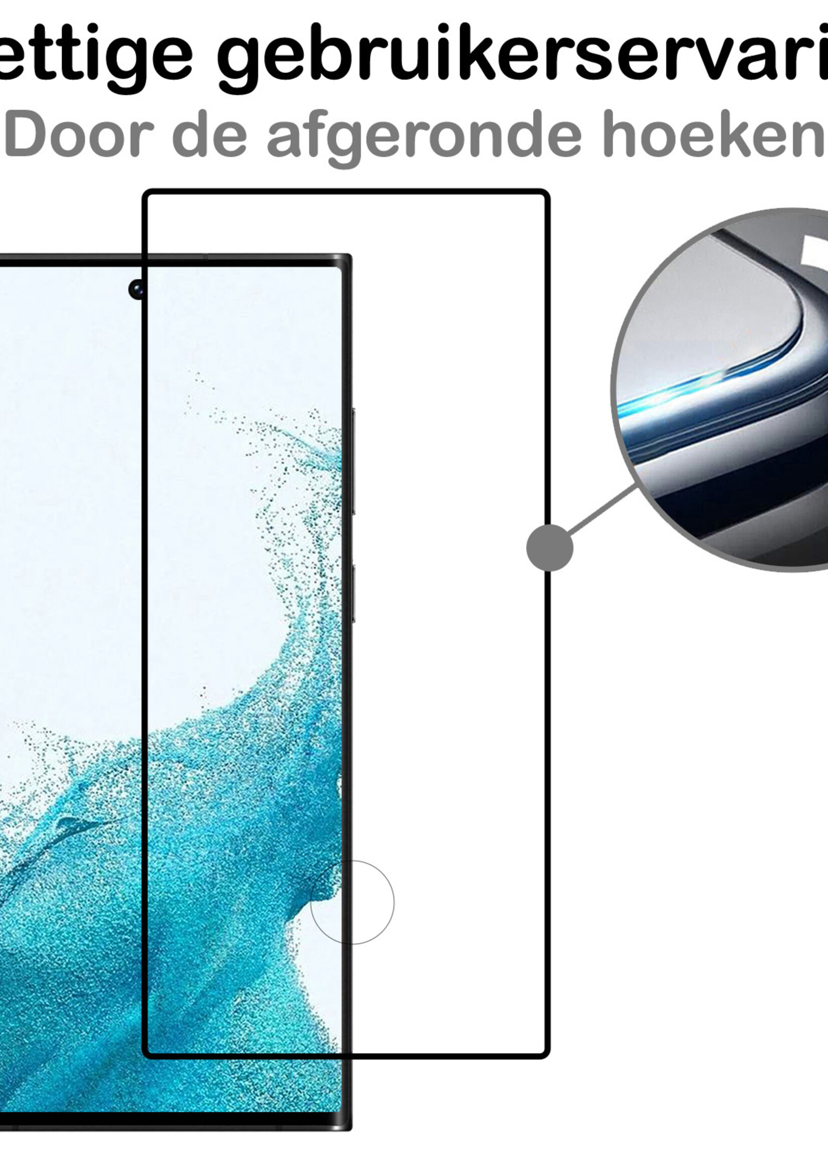 BTH Screenprotector Geschikt voor Samsung S22 Ultra Screenprotector Glas Gehard Tempered Glass Full Cover - Screenprotector Geschikt voor Samsung Galaxy S22 Ultra Screen Protector Screen Cover - 3 PACK
