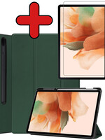 BTH BTH Samsung Galaxy Tab S7 FE Hoesje Met Screenprotector - Donkergroen