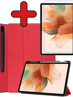 BTH BTH Samsung Galaxy Tab S7 FE Hoesje Met Screenprotector - Rood