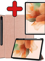 BTH BTH Samsung Galaxy Tab S7 FE Hoesje Met Screenprotector - Rose goud