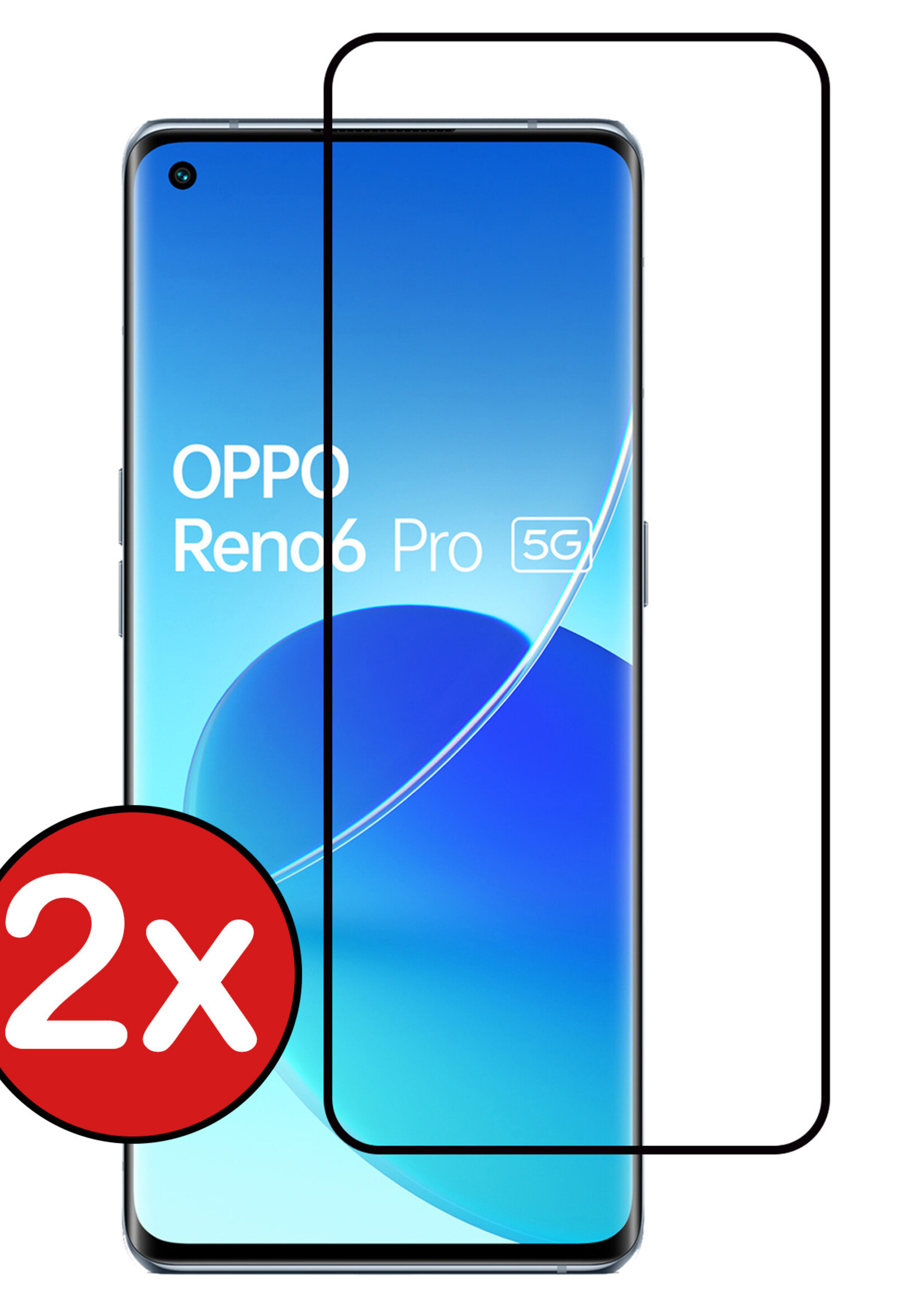 BTH Screenprotector Geschikt voor OPPO Reno 6 Pro Screenprotector Glas Gehard Tempered Glass Full Cover - Screenprotector Geschikt voor OPPO Reno 6 Pro Screen Protector Screen Cover - 2 PACK