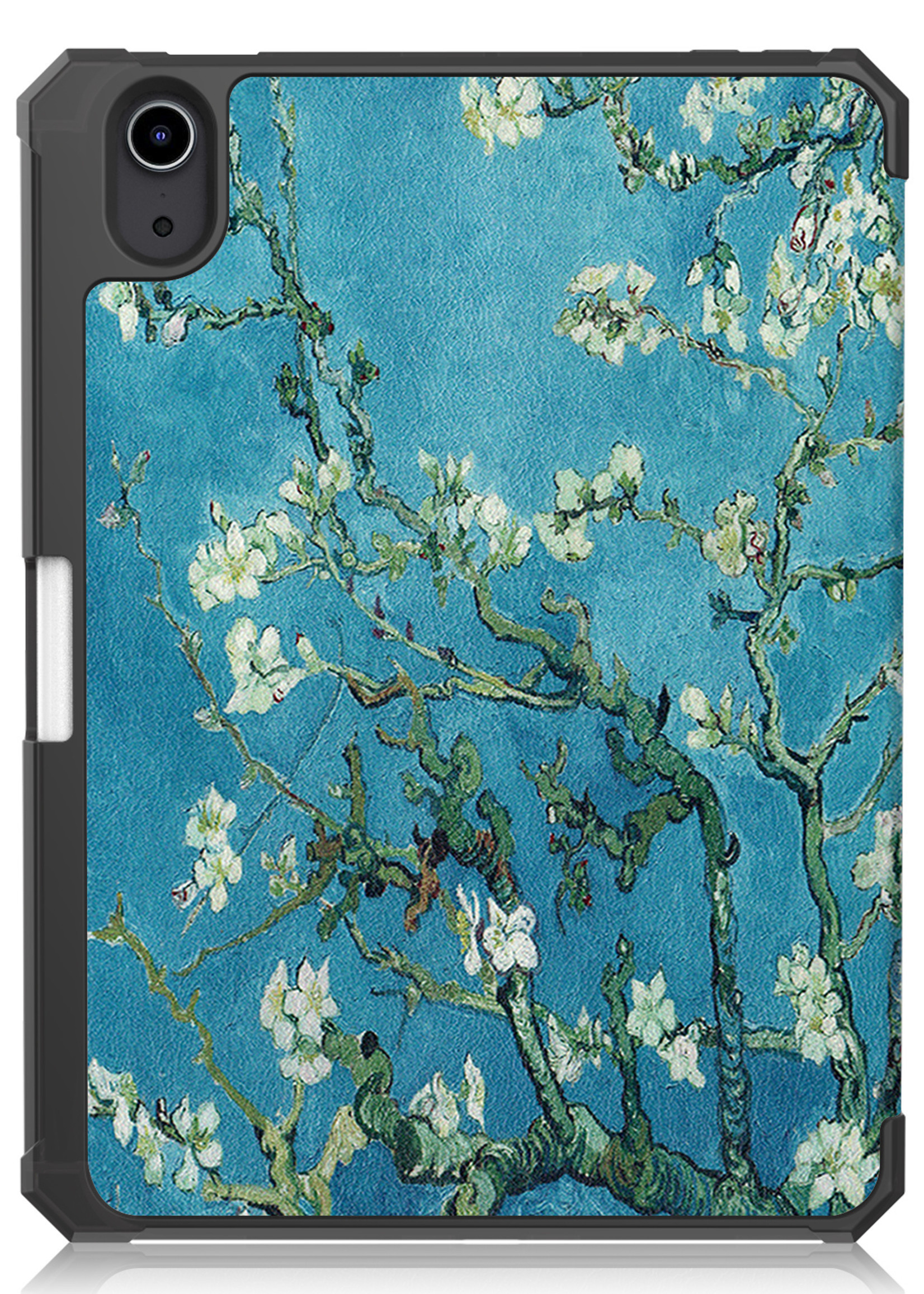 BTH Hoes Geschikt voor iPad Mini 6 Hoes Book Case Hoesje Trifold Cover Met Uitsparing Geschikt voor Apple Pencil Met Screenprotector - Hoesje Geschikt voor iPad Mini 6 Hoesje Bookcase - Bloesem