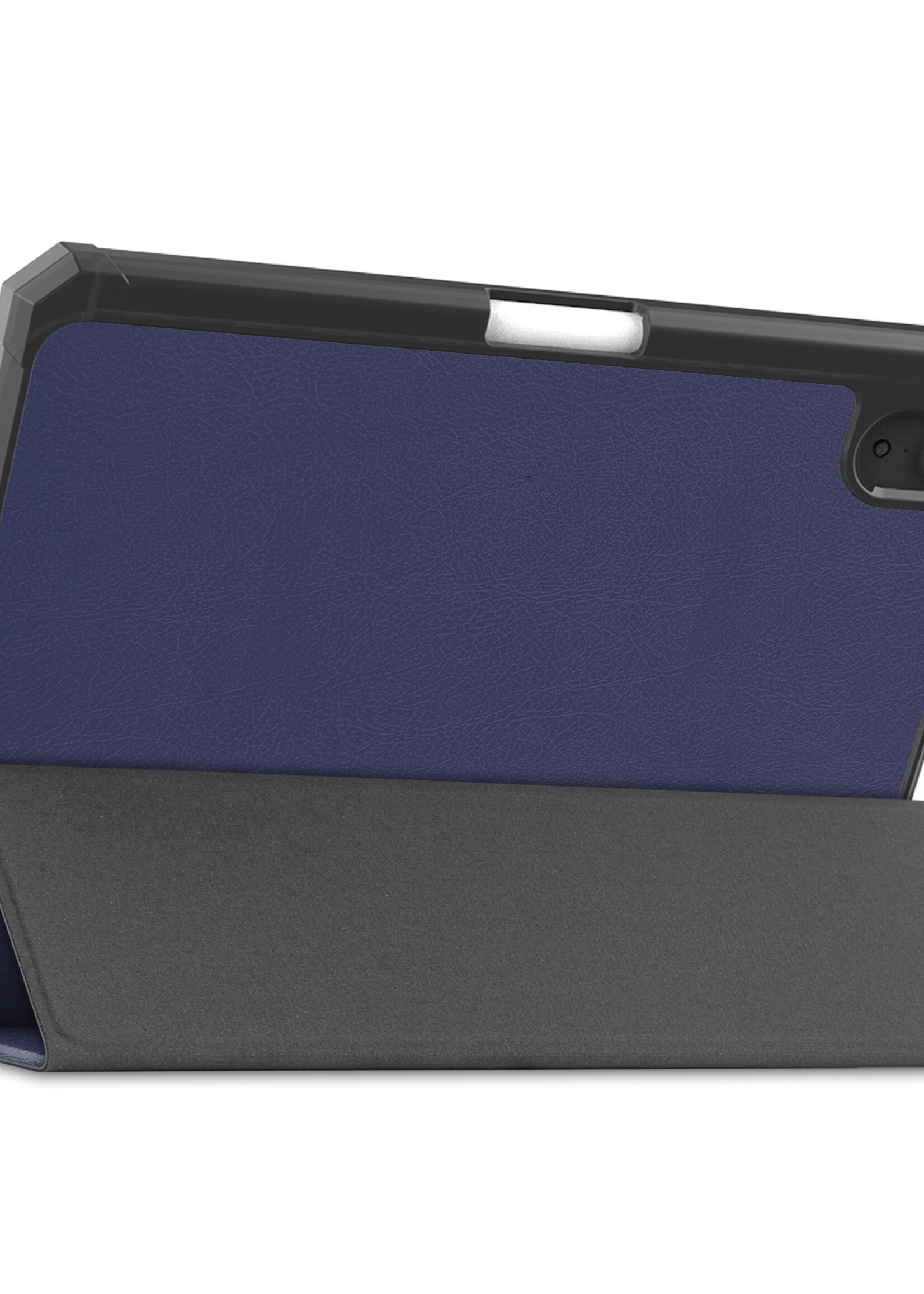 BTH Hoes Geschikt voor iPad Mini 6 Hoes Book Case Hoesje Trifold Cover Met Uitsparing Geschikt voor Apple Pencil Met Screenprotector - Hoesje Geschikt voor iPad Mini 6 Hoesje Bookcase - Donkerblauw