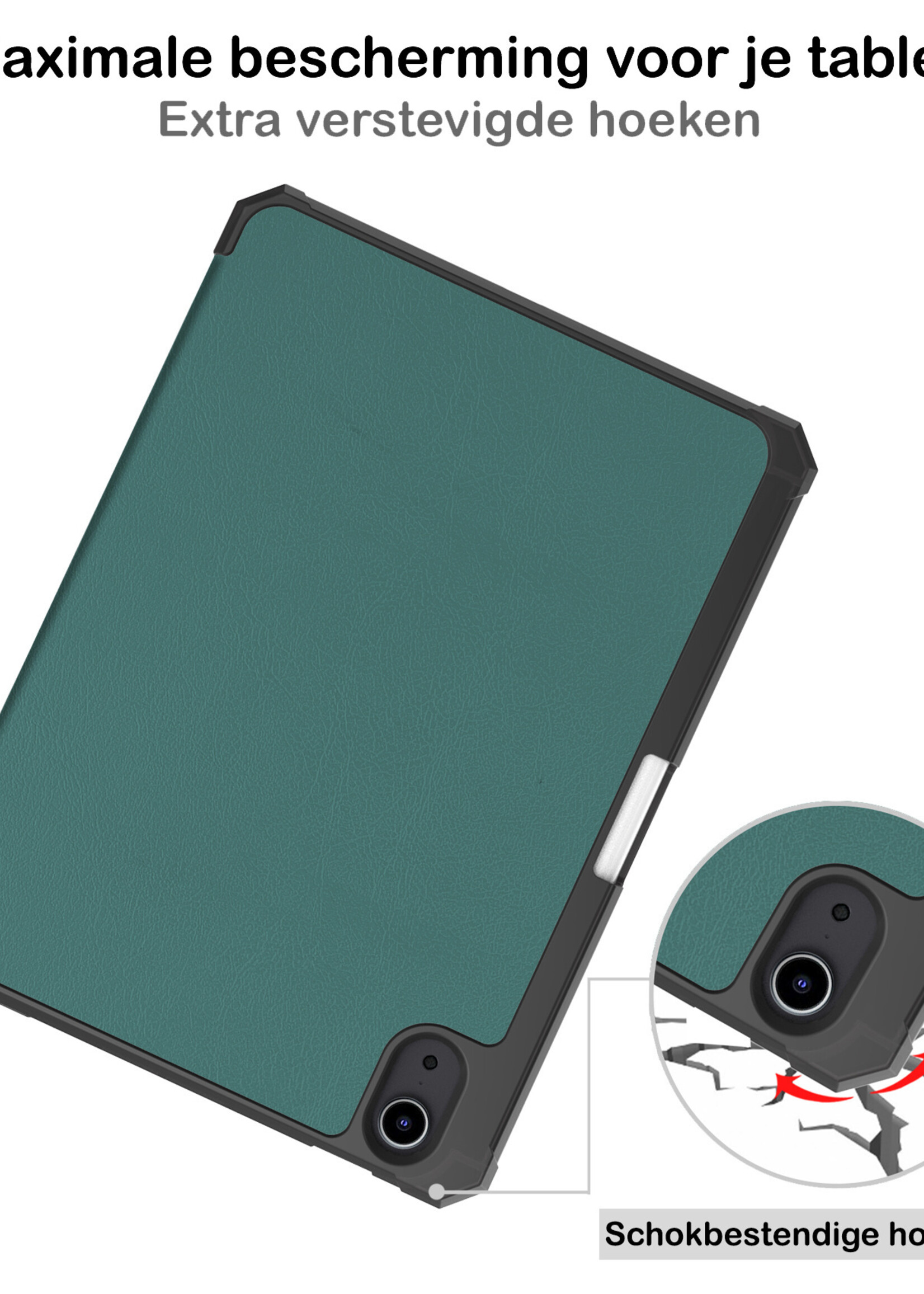 BTH Hoes Geschikt voor iPad Mini 6 Hoes Book Case Hoesje Trifold Cover Met Uitsparing Geschikt voor Apple Pencil Met Screenprotector - Hoesje Geschikt voor iPad Mini 6 Hoesje Bookcase - Donkergroen