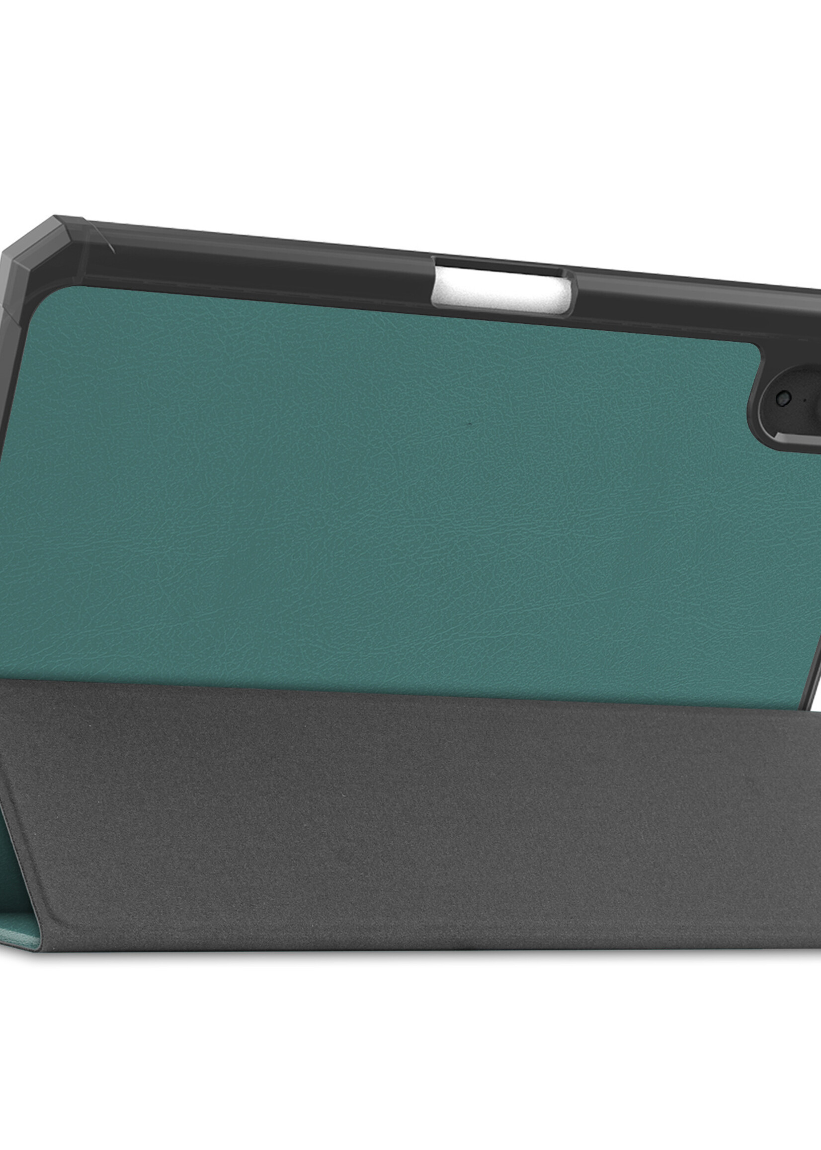 BTH Hoes Geschikt voor iPad Mini 6 Hoes Book Case Hoesje Trifold Cover Met Uitsparing Geschikt voor Apple Pencil Met Screenprotector - Hoesje Geschikt voor iPad Mini 6 Hoesje Bookcase - Donkergroen