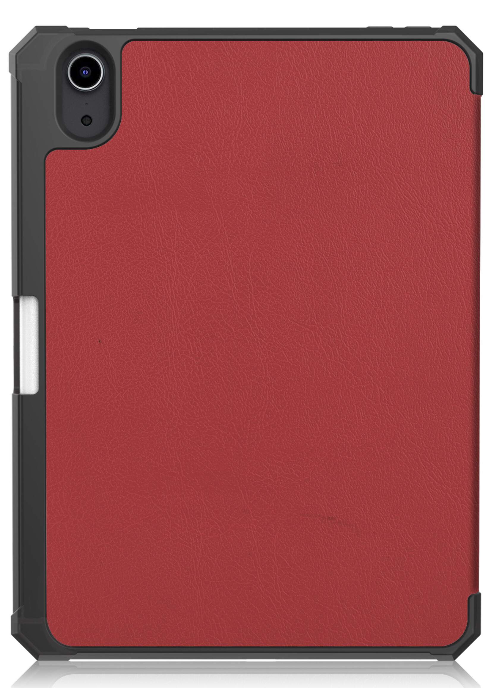 BTH Hoes Geschikt voor iPad Mini 6 Hoes Book Case Hoesje Trifold Cover Met Uitsparing Geschikt voor Apple Pencil Met Screenprotector - Hoesje Geschikt voor iPad Mini 6 Hoesje Bookcase - Donkerrood