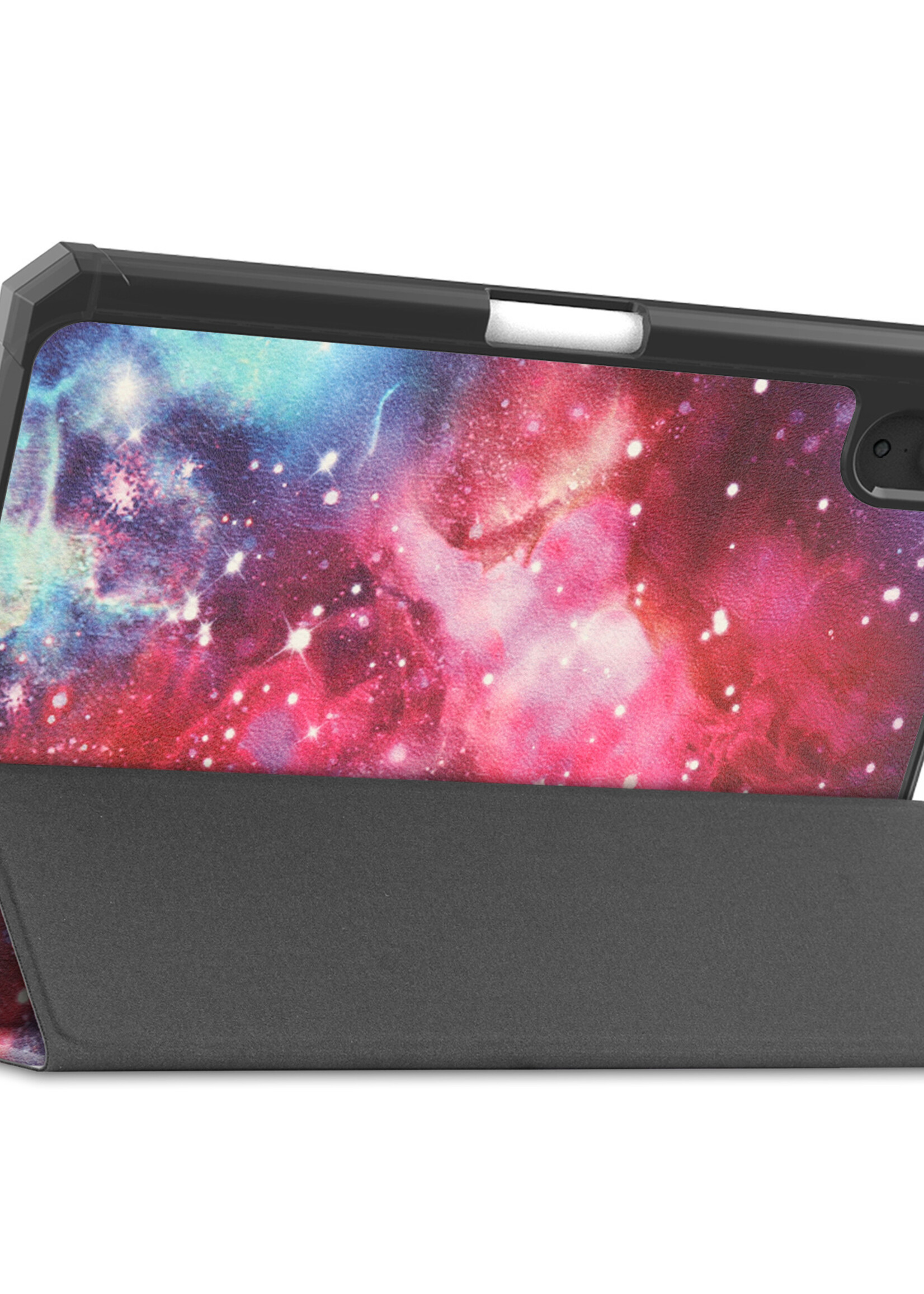 BTH Hoes Geschikt voor iPad Mini 6 Hoes Book Case Hoesje Trifold Cover Met Uitsparing Geschikt voor Apple Pencil Met Screenprotector - Hoesje Geschikt voor iPad Mini 6 Hoesje Bookcase - Galaxy