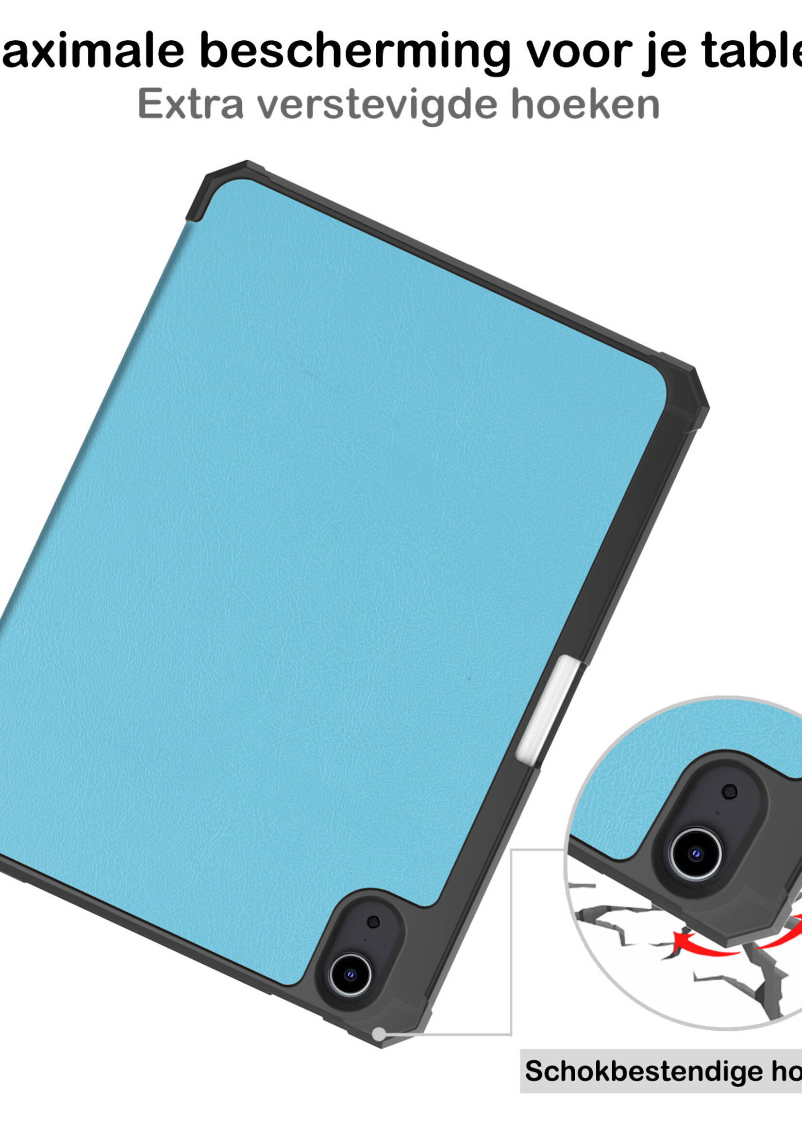BTH Hoes Geschikt voor iPad Mini 6 Hoes Book Case Hoesje Trifold Cover Met Uitsparing Geschikt voor Apple Pencil Met Screenprotector - Hoesje Geschikt voor iPad Mini 6 Hoesje Bookcase - Lichtblauw
