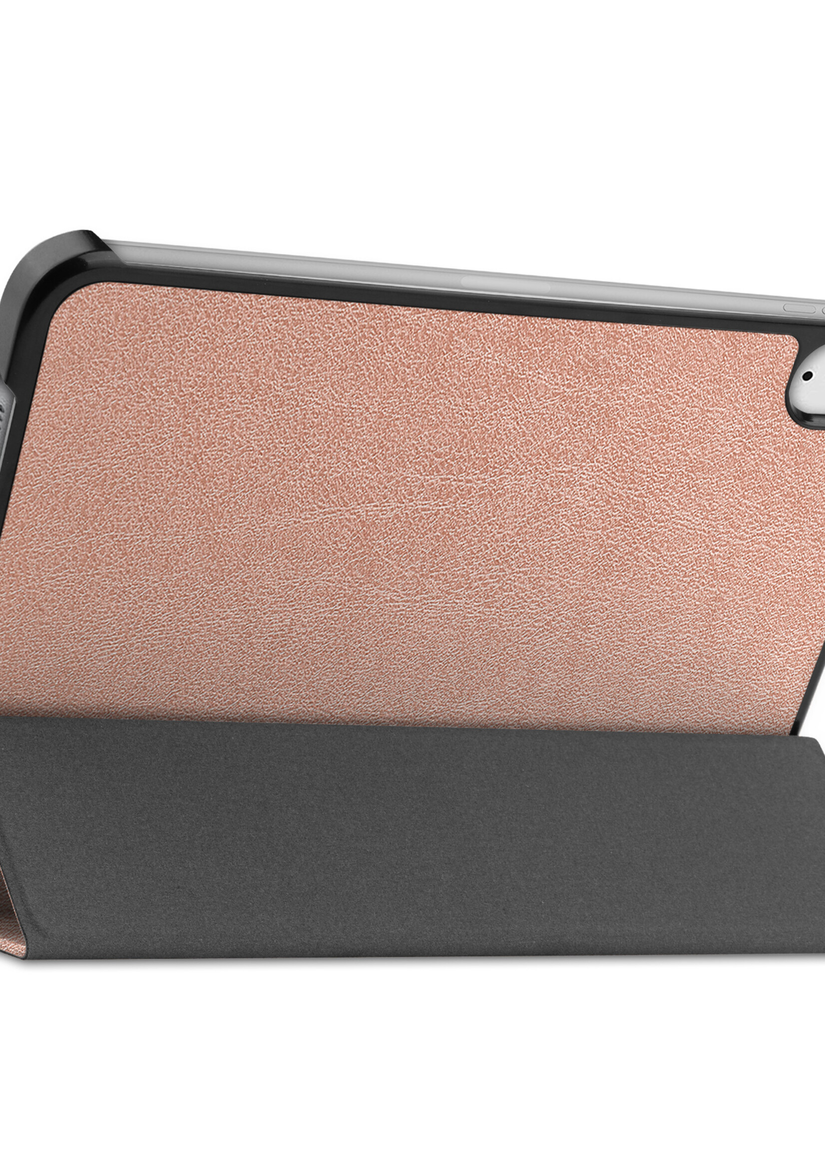 BTH Hoes Geschikt voor iPad Mini 6 Hoes Book Case Hoesje Trifold Cover Met Uitsparing Geschikt voor Apple Pencil Met Screenprotector - Hoesje Geschikt voor iPad Mini 6 Hoesje Bookcase - Rosé goud