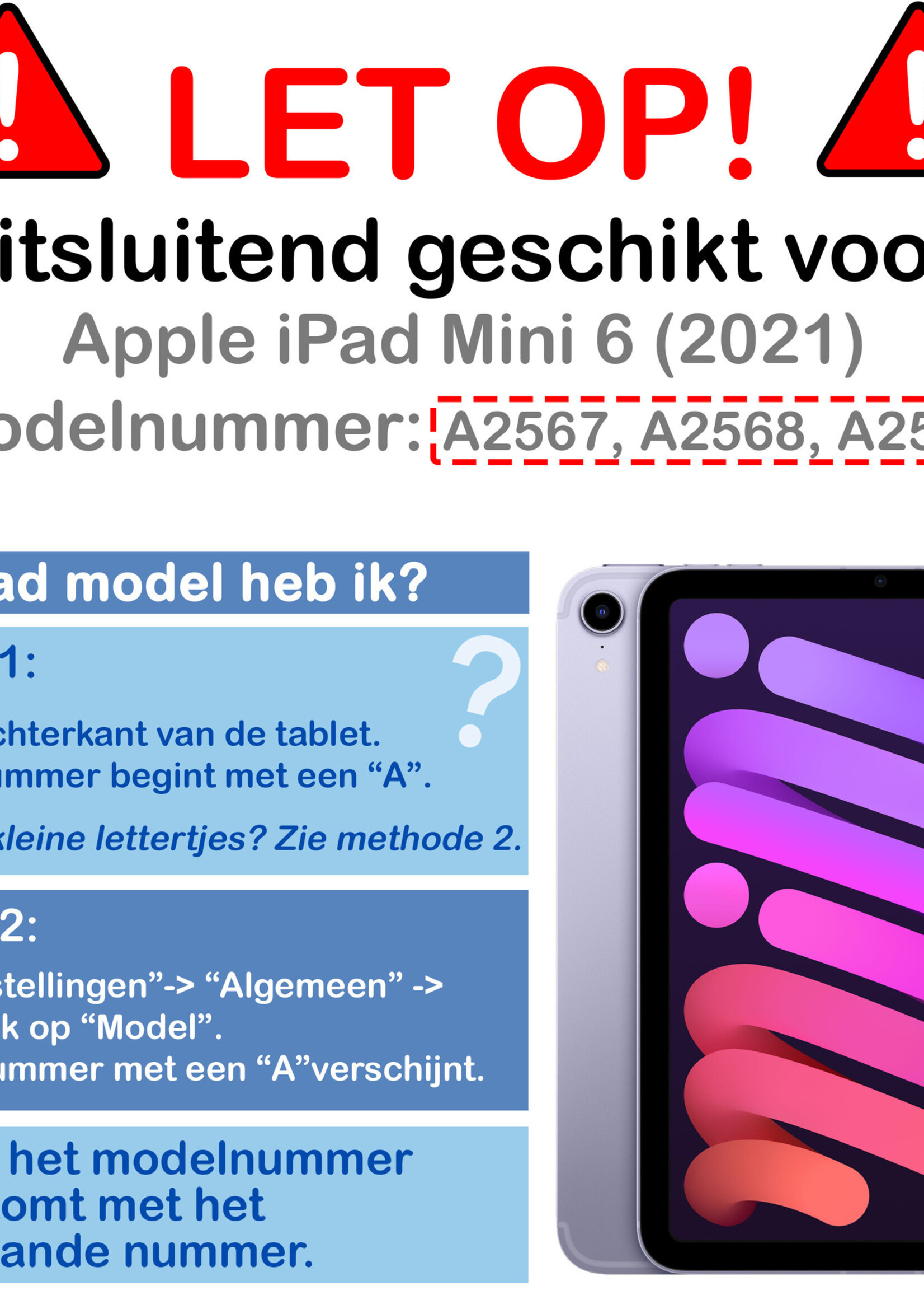 BTH Hoes Geschikt voor iPad Mini 6 Hoes Book Case Hoesje Trifold Cover Met Uitsparing Geschikt voor Apple Pencil Met Screenprotector - Hoesje Geschikt voor iPad Mini 6 Hoesje Bookcase - Don't Touch Me