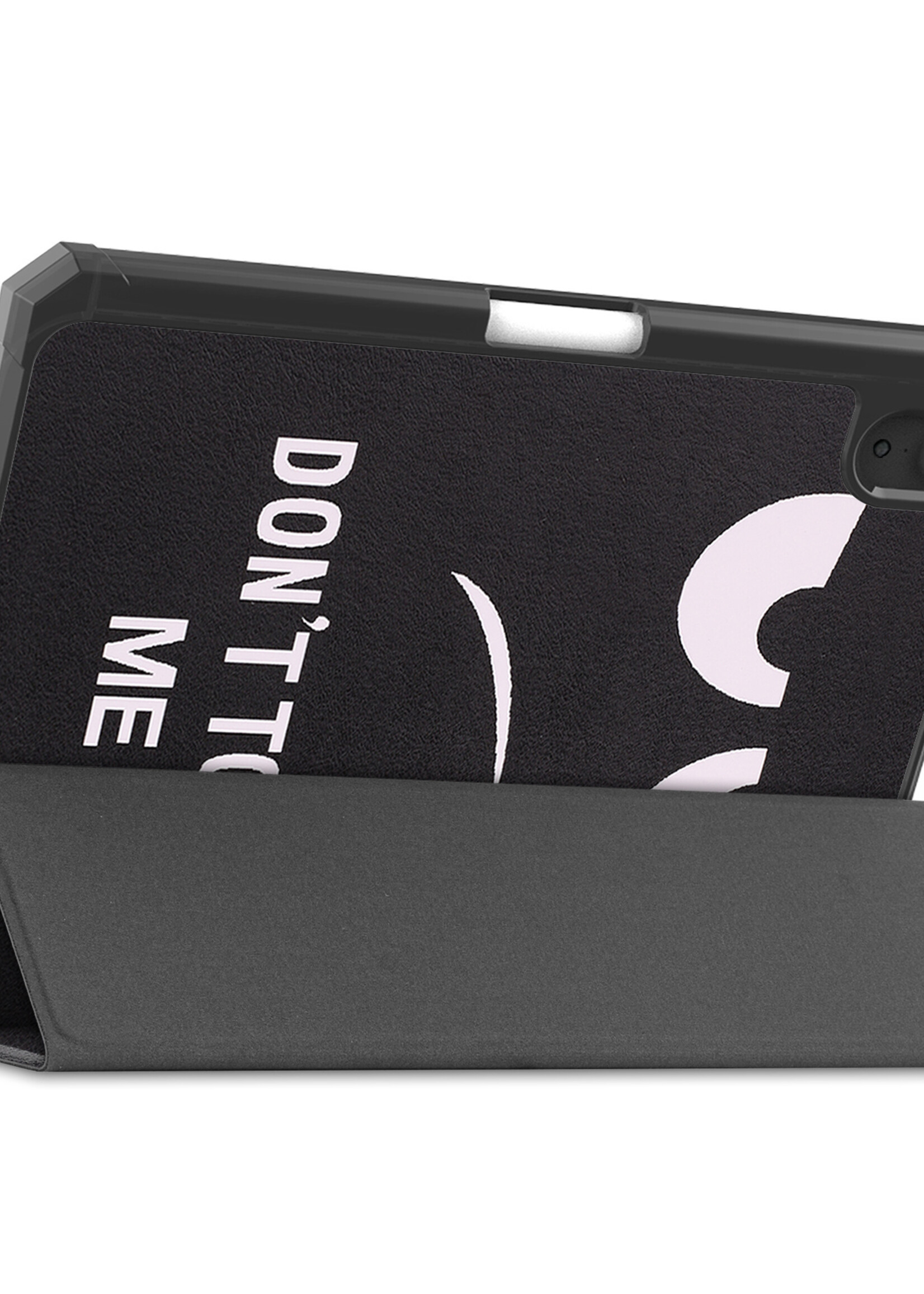 BTH Hoes Geschikt voor iPad Mini 6 Hoes Book Case Hoesje Trifold Cover Met Uitsparing Geschikt voor Apple Pencil Met Screenprotector - Hoesje Geschikt voor iPad Mini 6 Hoesje Bookcase - Don't Touch Me