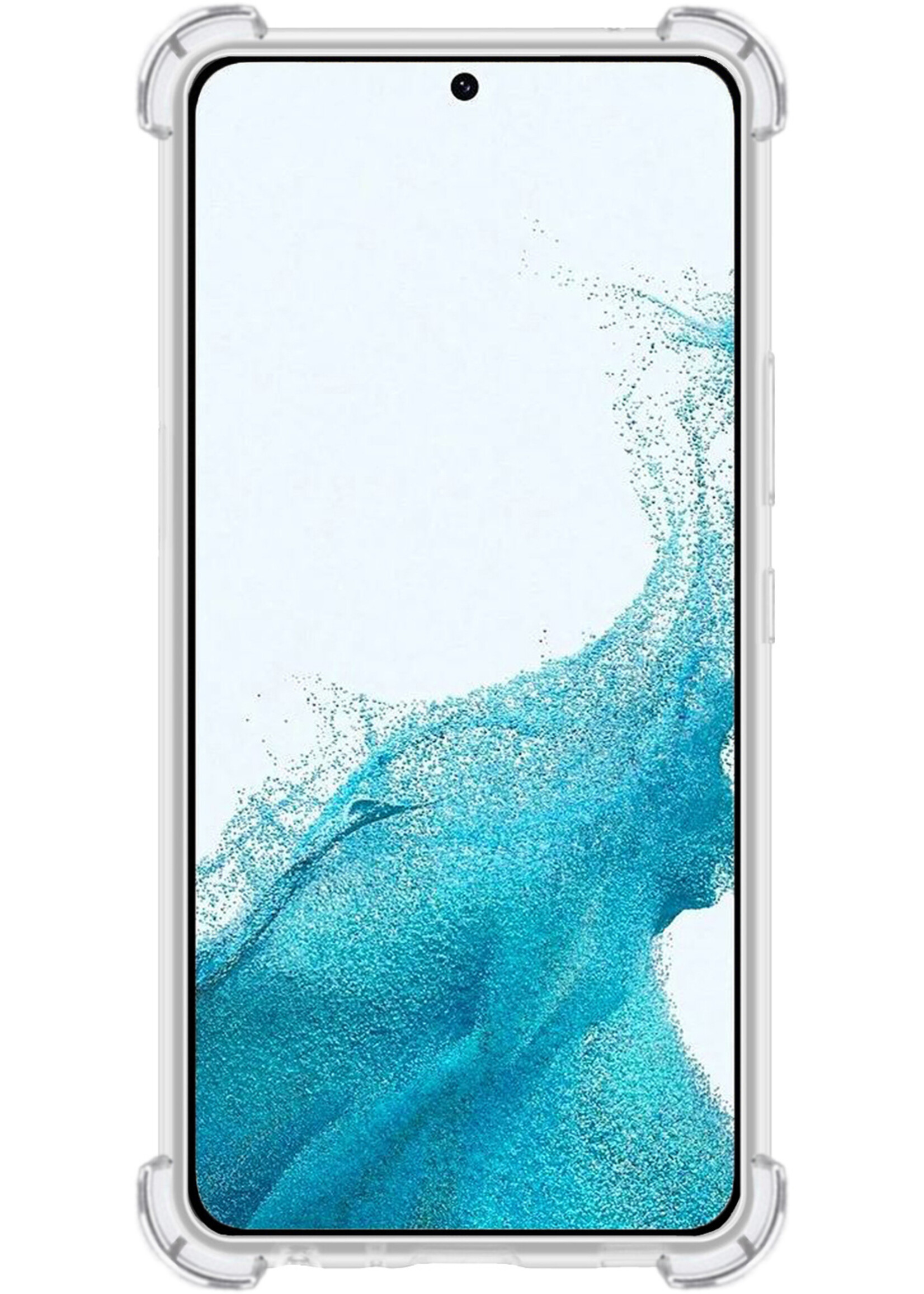 BTH Hoesje Geschikt voor Samsung S22 Hoesje Siliconen Shock Proof Case Hoes Met Screenprotector - Hoes Geschikt voor Samsung Galaxy S22 Hoes Cover Case Shockproof - Transparant