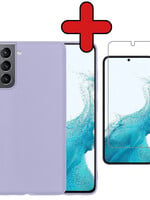 BTH BTH Samsung Galaxy S22 Hoesje Siliconen Met Screenprotector - Lila