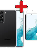 BTH BTH Samsung Galaxy S22 Hoesje Siliconen Met Screenprotector - Transparant