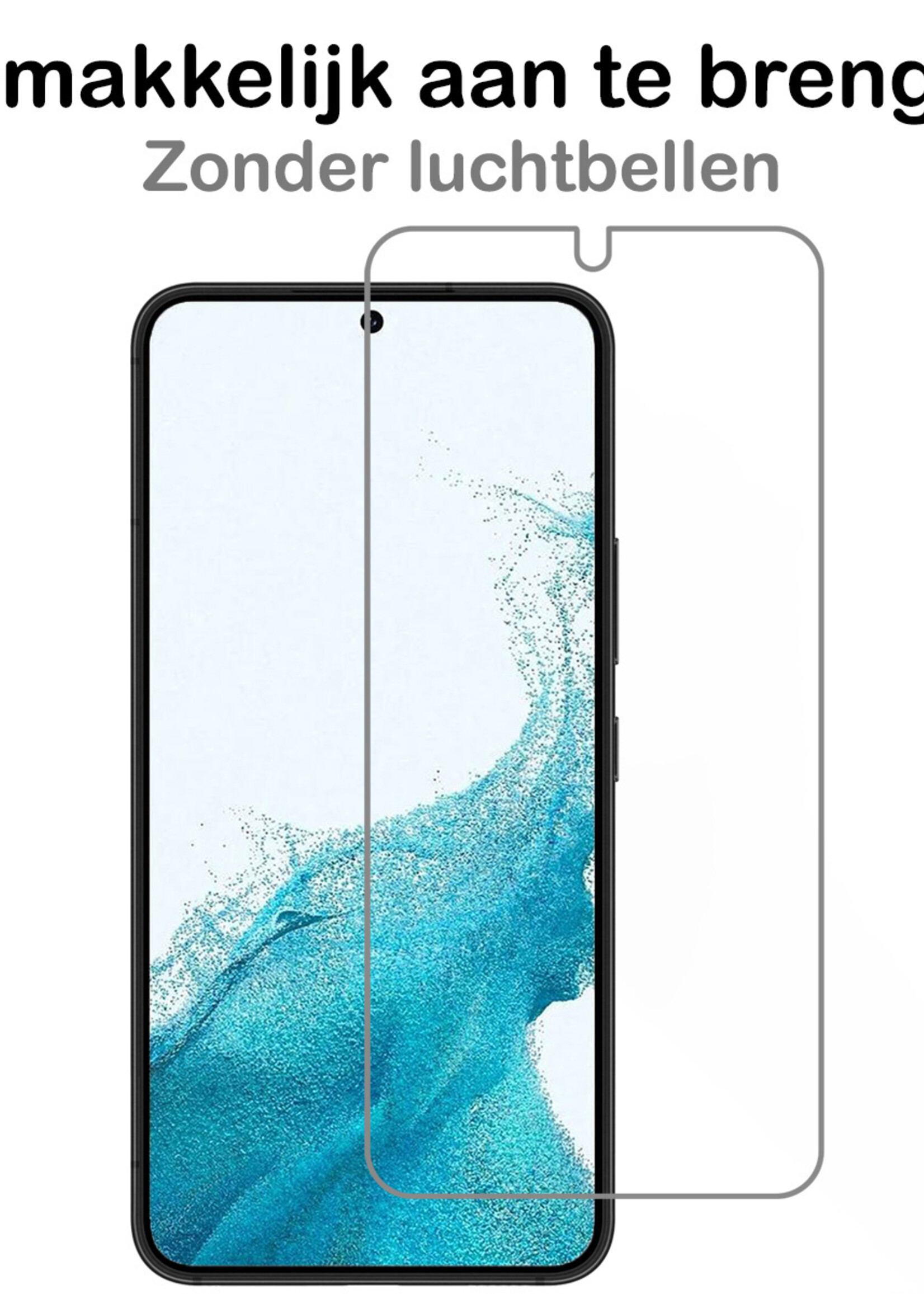 BTH Hoesje Geschikt voor Samsung S22 Hoesje Siliconen Case Hoes Met Screenprotector - Hoes Geschikt voor Samsung Galaxy S22 Hoes Cover Case - Transparant