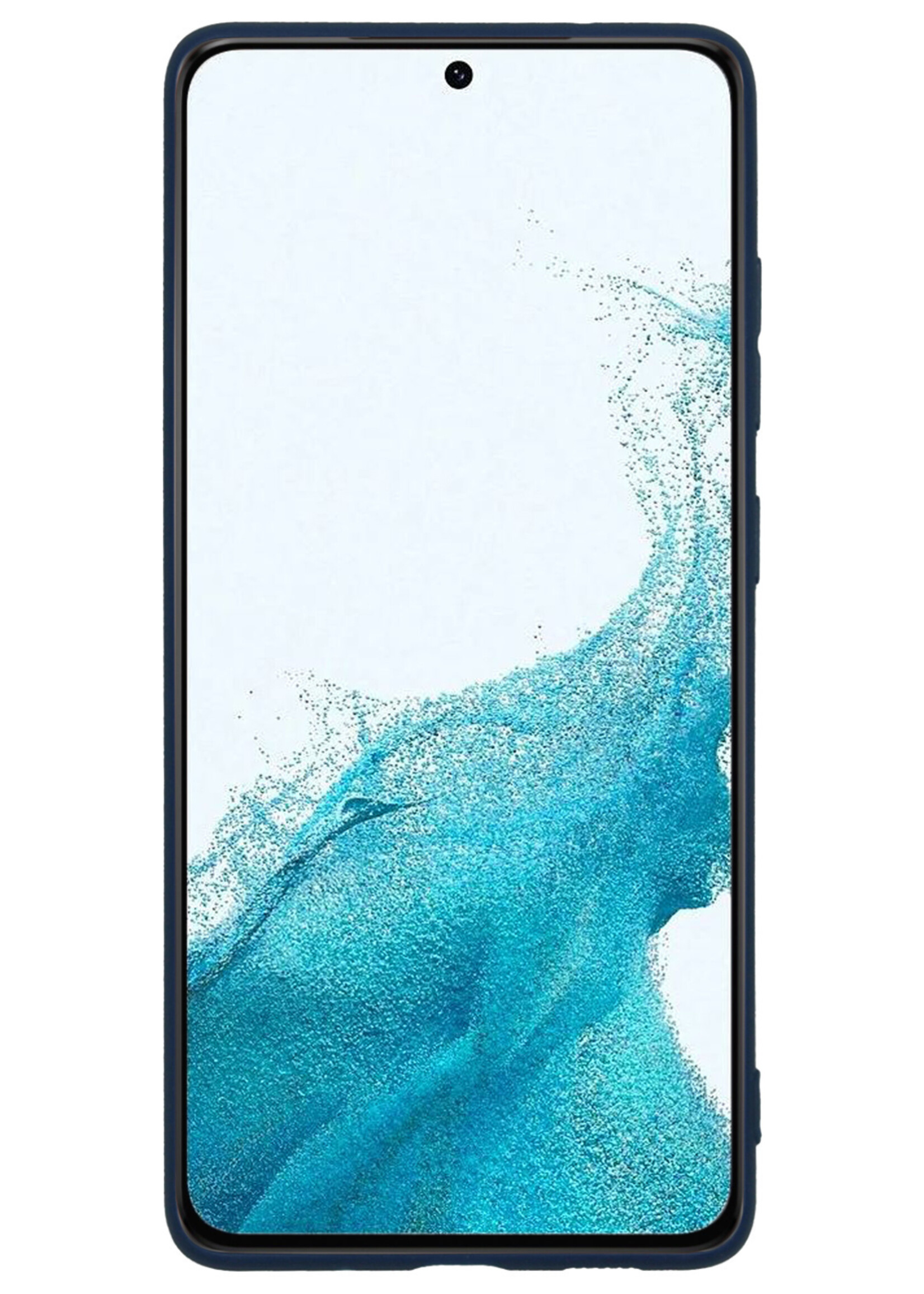 BTH Hoesje Geschikt voor Samsung S22 Hoesje Siliconen Case Hoes Met 2x Screenprotector - Hoes Geschikt voor Samsung Galaxy S22 Hoes Cover Case - Donkerblauw
