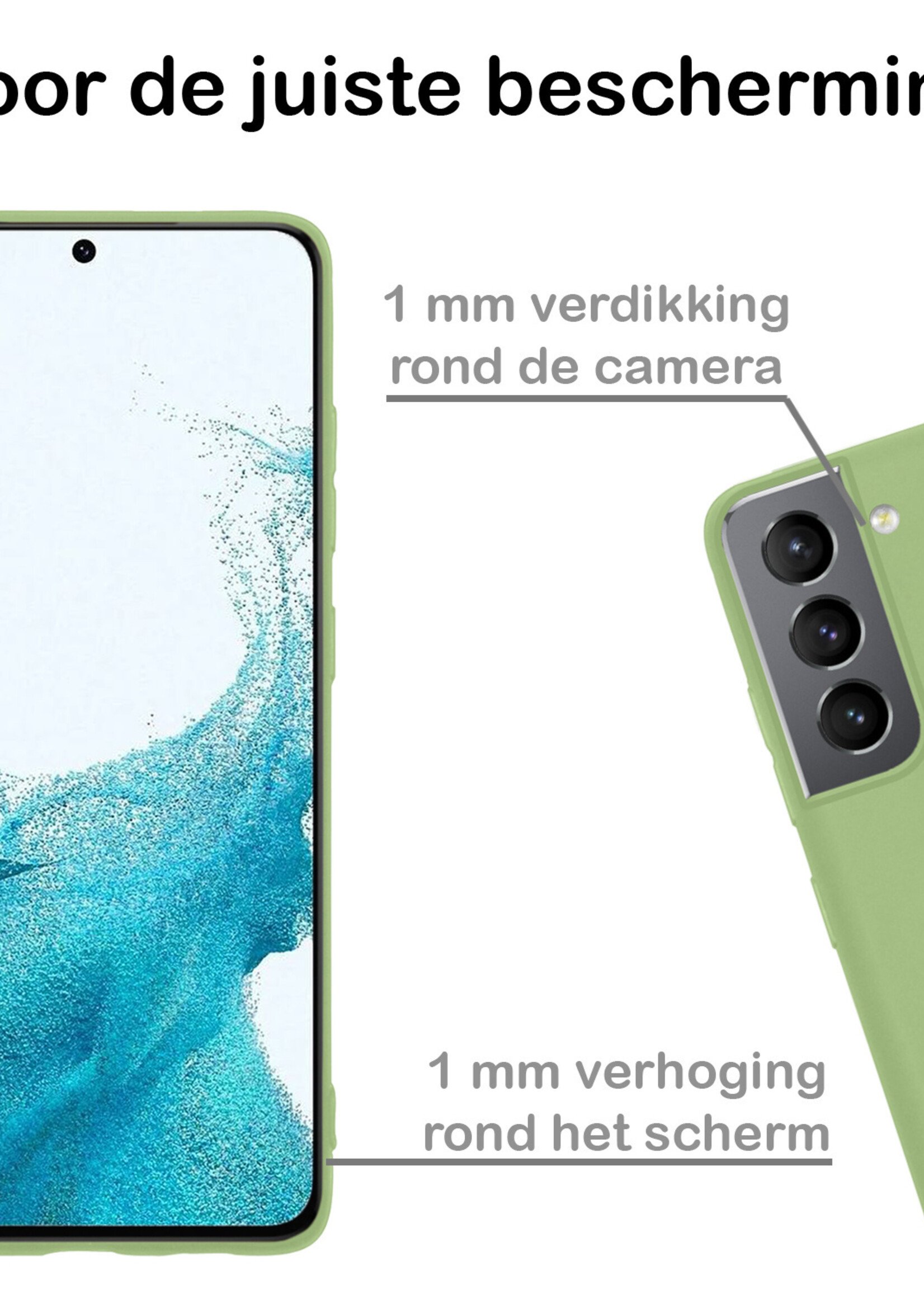 BTH Hoesje Geschikt voor Samsung S22 Hoesje Siliconen Case Hoes Met 2x Screenprotector - Hoes Geschikt voor Samsung Galaxy S22 Hoes Cover Case - Groen