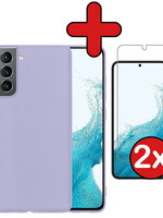 BTH BTH Samsung Galaxy S22 Hoesje Siliconen Met 2x Screenprotector - Lila