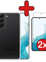 BTH BTH Samsung Galaxy S22 Hoesje Siliconen Met 2x Screenprotector - Transparant
