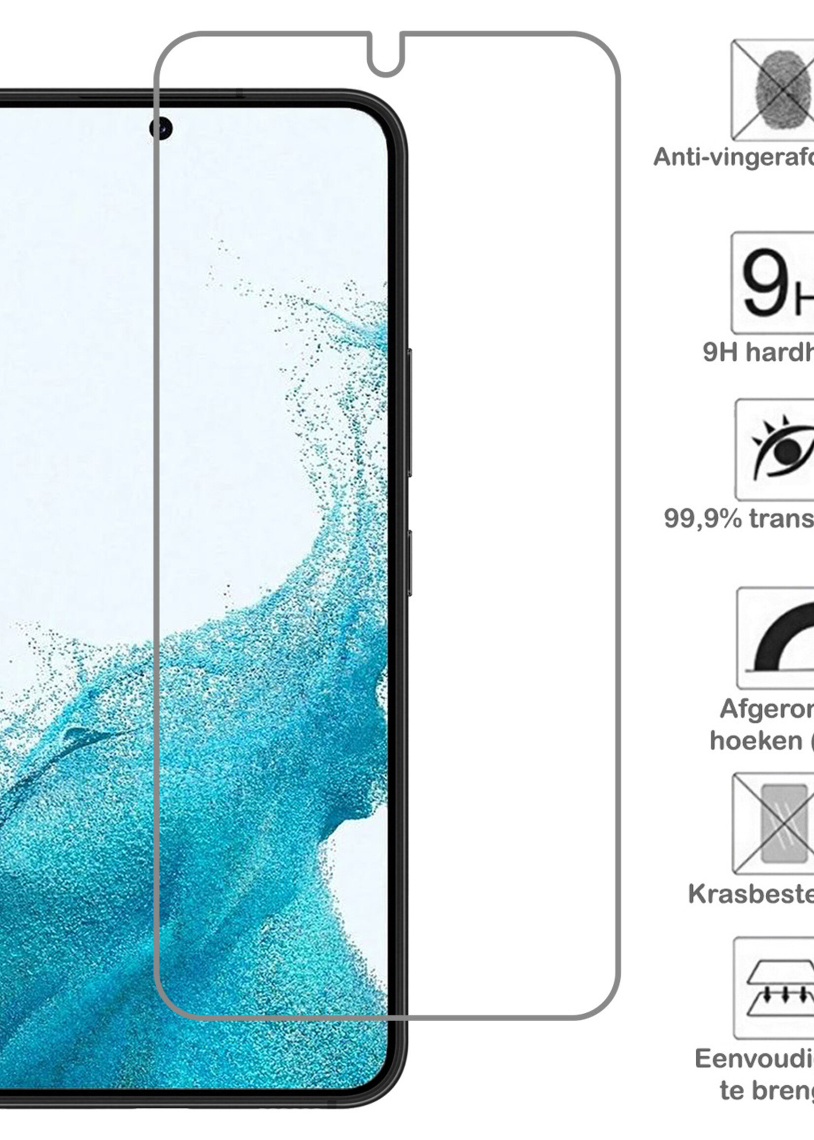 BTH Hoesje Geschikt voor Samsung S22 Hoesje Siliconen Case Hoes Met 2x Screenprotector - Hoes Geschikt voor Samsung Galaxy S22 Hoes Cover Case - Zwart