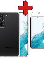 BTH BTH Samsung Galaxy S22 Plus Hoesje Siliconen Met Screenprotector - Transparant