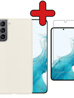 BTH BTH Samsung Galaxy S22 Plus Hoesje Siliconen Met Screenprotector - Wit