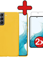 BTH BTH Samsung Galaxy S22 Plus Hoesje Siliconen Met 2x Screenprotector - Geel