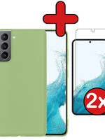 BTH BTH Samsung Galaxy S22 Plus Hoesje Siliconen Met 2x Screenprotector - Groen