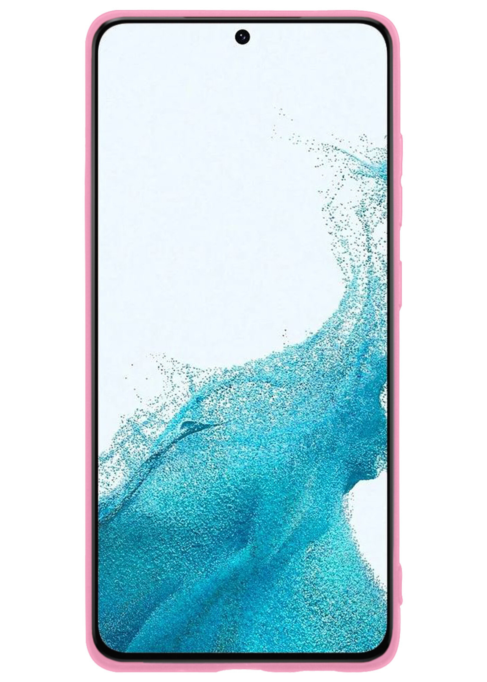 BTH Hoesje Geschikt voor Samsung S22 Ultra Hoesje Siliconen Case Hoes Met Screenprotector - Hoes Geschikt voor Samsung Galaxy S22 Ultra Hoes Cover Case - Lichtroze