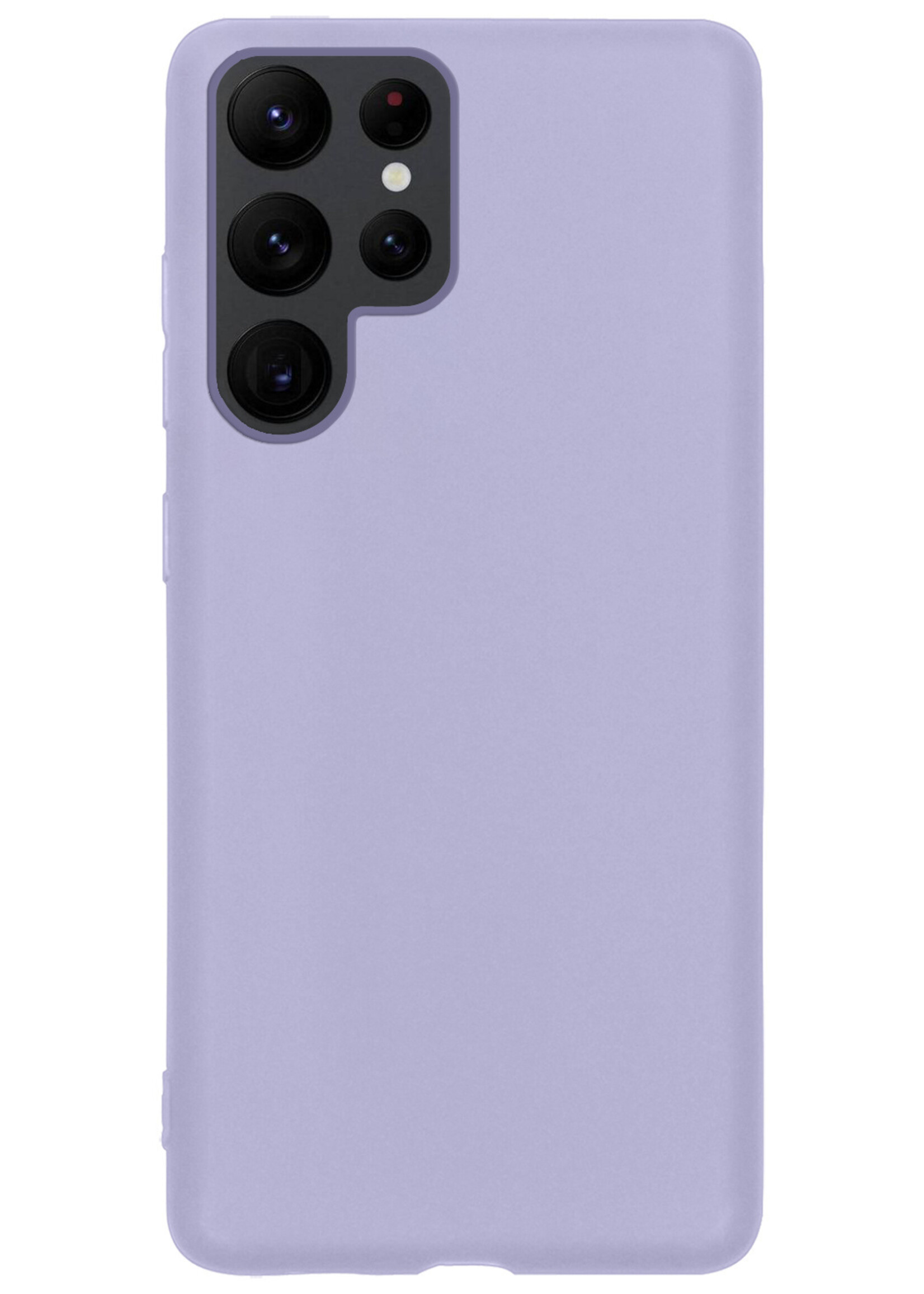 BTH Hoesje Geschikt voor Samsung S22 Ultra Hoesje Siliconen Case Hoes Met Screenprotector - Hoes Geschikt voor Samsung Galaxy S22 Ultra Hoes Cover Case - Lila