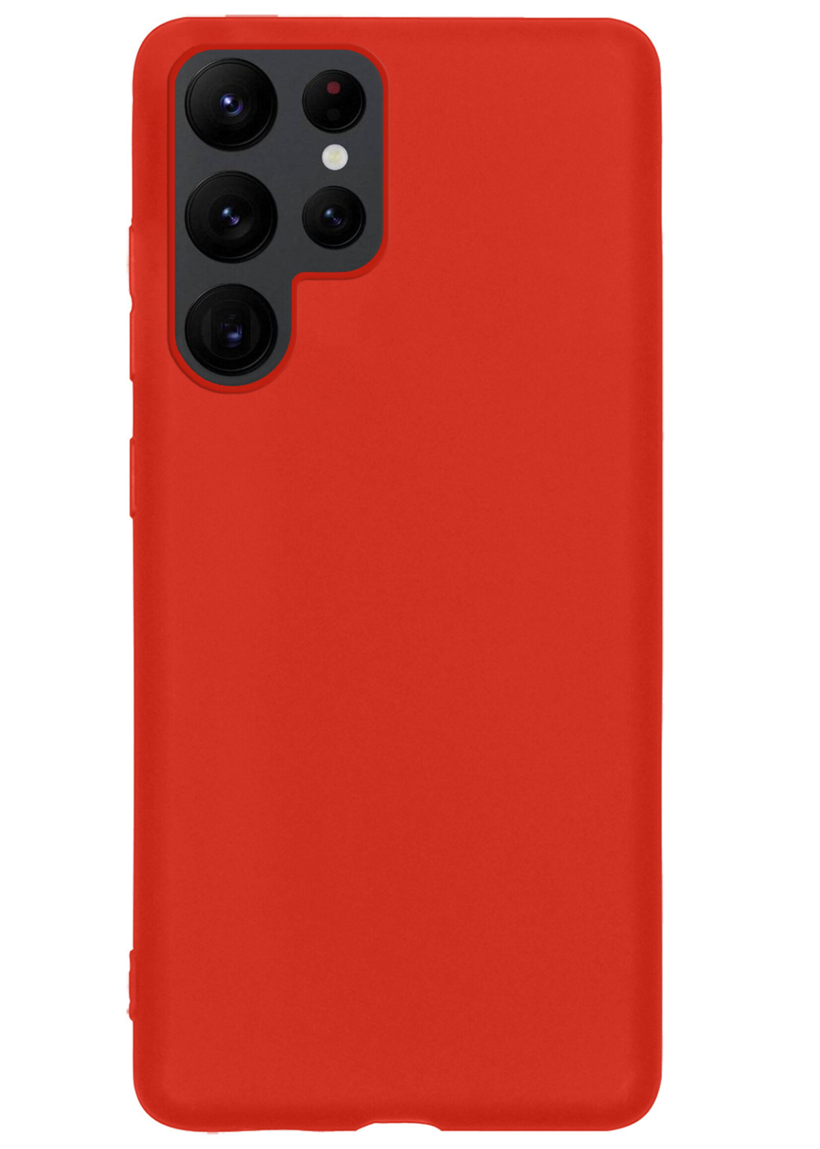 BTH Hoesje Geschikt voor Samsung S22 Ultra Hoesje Siliconen Case Hoes Met Screenprotector - Hoes Geschikt voor Samsung Galaxy S22 Ultra Hoes Cover Case - Rood