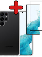 BTH BTH Samsung Galaxy S22 Ultra Hoesje Siliconen Met Screenprotector - Transparant