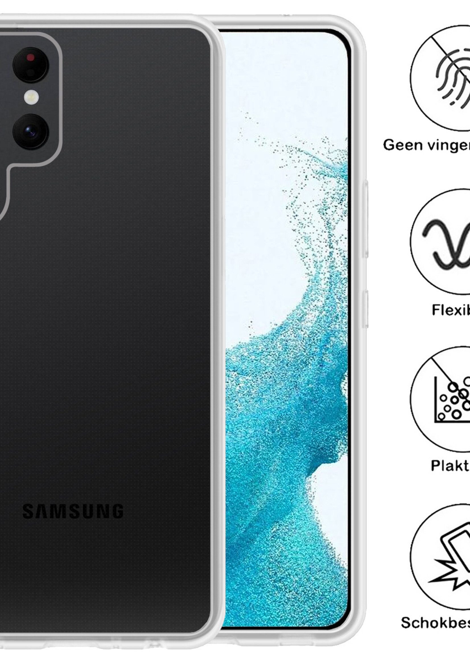 BTH Hoesje Geschikt voor Samsung S22 Ultra Hoesje Siliconen Case Hoes Met Screenprotector - Hoes Geschikt voor Samsung Galaxy S22 Ultra Hoes Cover Case - Transparant