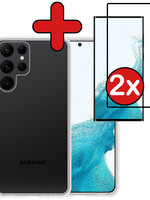 BTH BTH Samsung Galaxy S22 Ultra Hoesje Siliconen Met 2x Screenprotector - Transparant