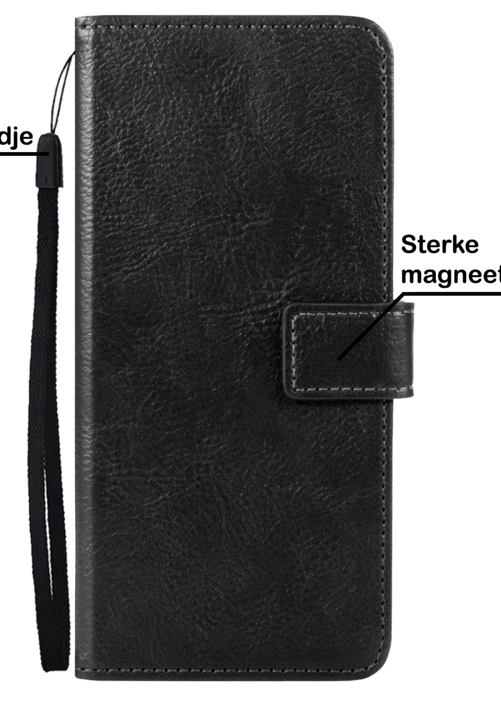 BTH Hoesje Geschikt voor Samsung S22 Hoesje Book Case Hoes Portemonnee Cover Walletcase Met 2x Screenprotector - Hoes Geschikt voor Samsung Galaxy S22 Hoes Bookcase Hoesje - Zwart