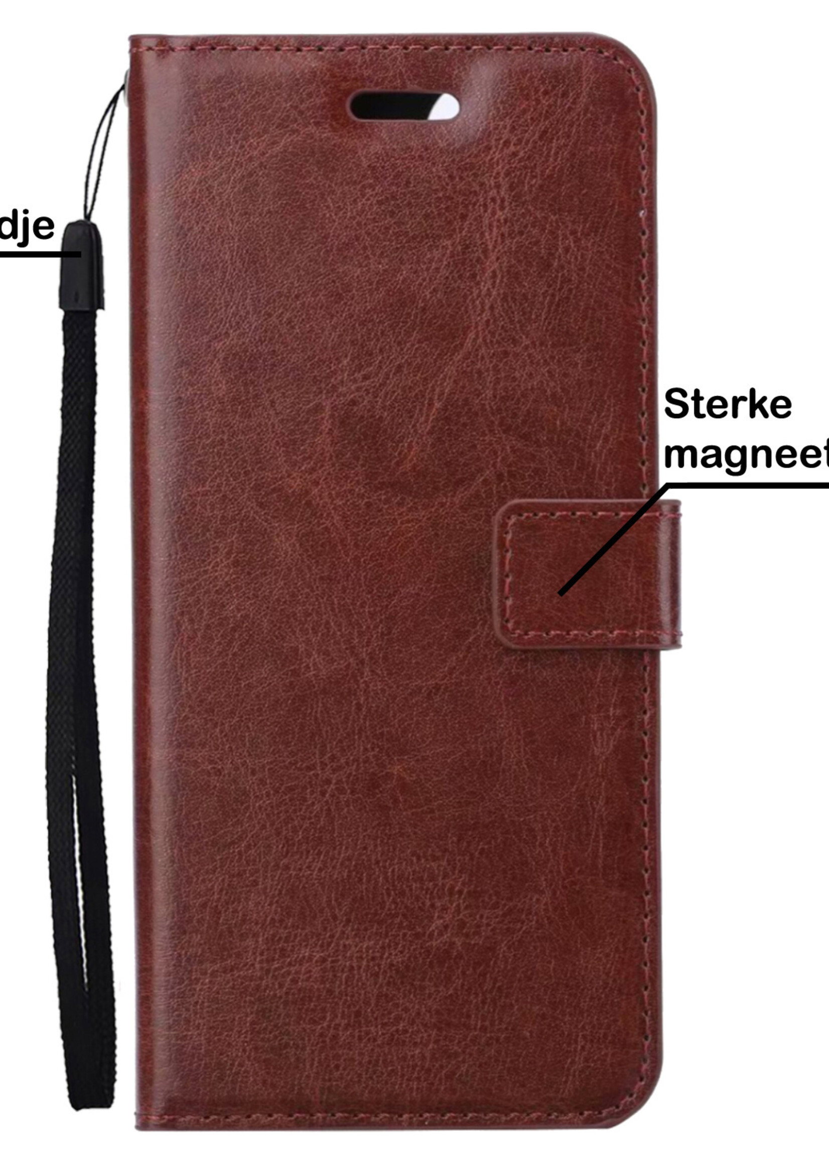 BTH Hoesje Geschikt voor Samsung S22 Ultra Hoesje Book Case Hoes Portemonnee Cover Walletcase Met Screenprotector - Hoes Geschikt voor Samsung Galaxy S22 Ultra Hoes Bookcase Hoesje - Bruin