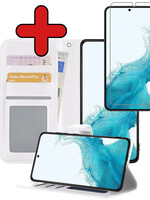 BTH BTH Samsung Galaxy S22 Ultra Hoesje Bookcase Wit Met Screenprotector