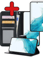 BTH BTH Samsung Galaxy S22 Ultra Hoesje Bookcase Zwart Met Screenprotector