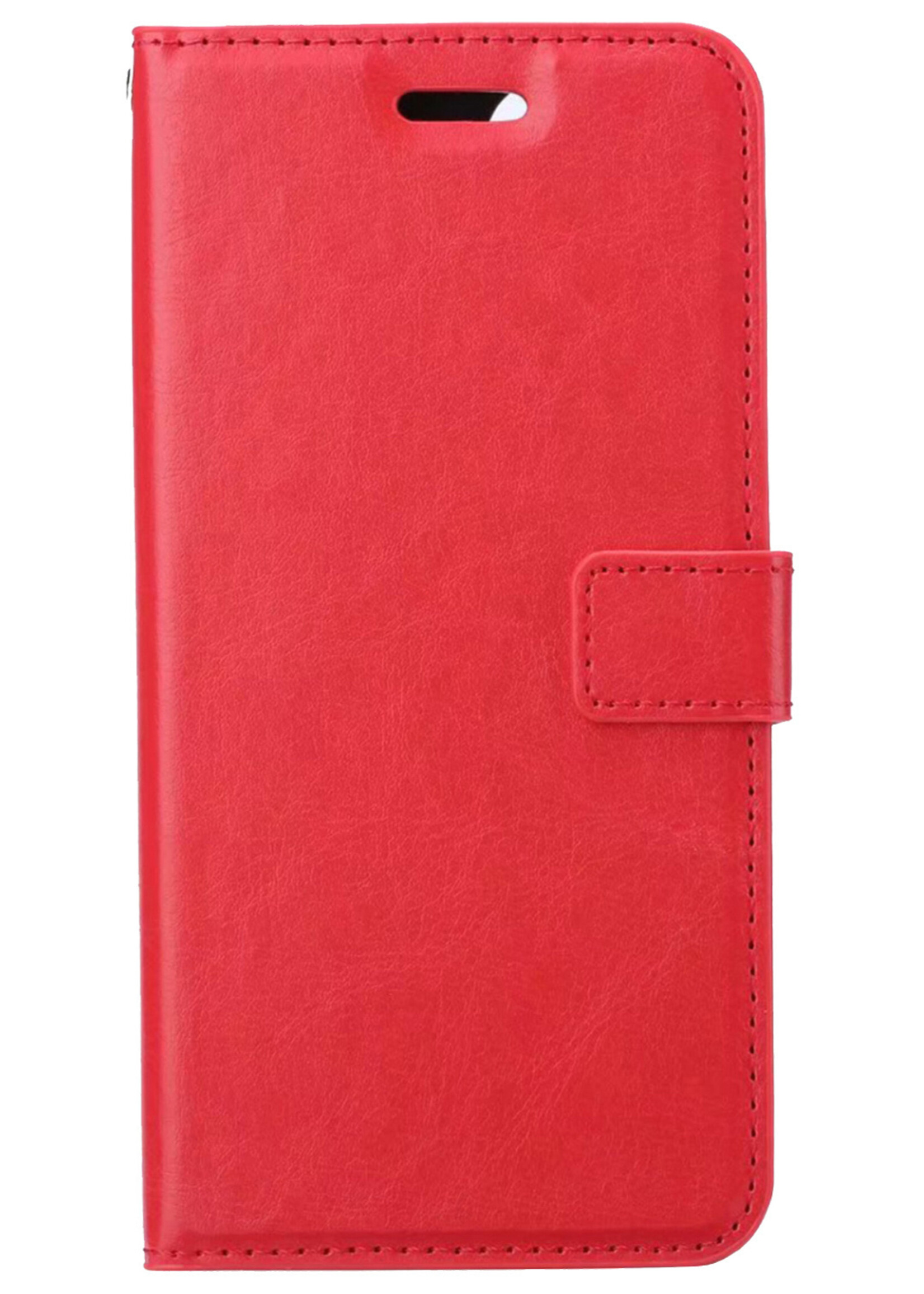 BTH Hoesje Geschikt voor Samsung S22 Ultra Hoesje Book Case Hoes Portemonnee Cover Walletcase Met 2x Screenprotector - Hoes Geschikt voor Samsung Galaxy S22 Ultra Hoes Bookcase Hoesje - Rood