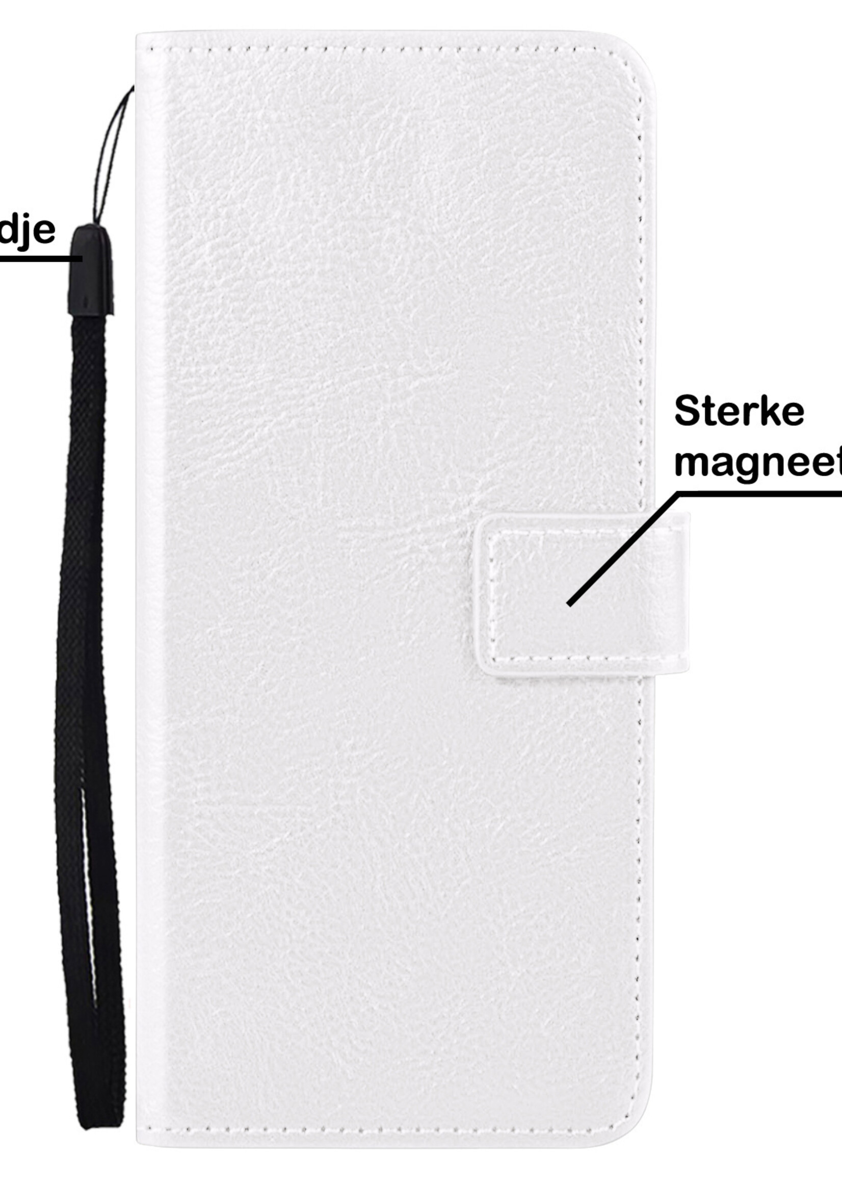 BTH Hoesje Geschikt voor Samsung S22 Ultra Hoesje Book Case Hoes Portemonnee Cover Walletcase Met 2x Screenprotector - Hoes Geschikt voor Samsung Galaxy S22 Ultra Hoes Bookcase Hoesje - Wit