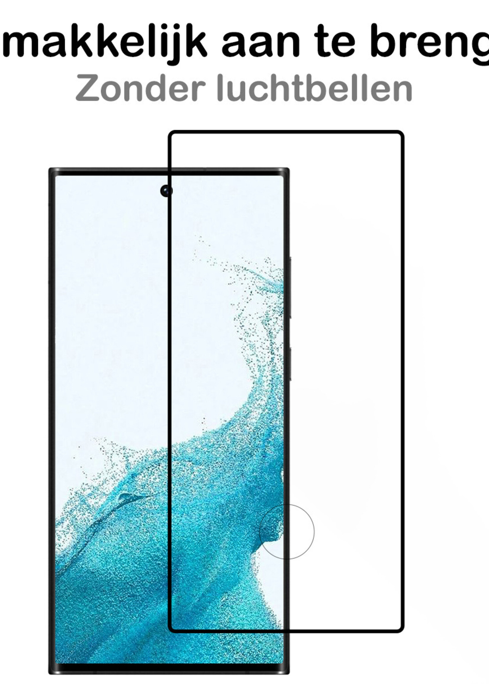 BTH Hoesje Geschikt voor Samsung S22 Ultra Hoesje Book Case Hoes Portemonnee Cover Walletcase Met 2x Screenprotector - Hoes Geschikt voor Samsung Galaxy S22 Ultra Hoes Bookcase Hoesje - Zwart