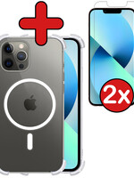 BTH BTH iPhone 13 Pro Hoesje Transparant Met 2x Screenprotector