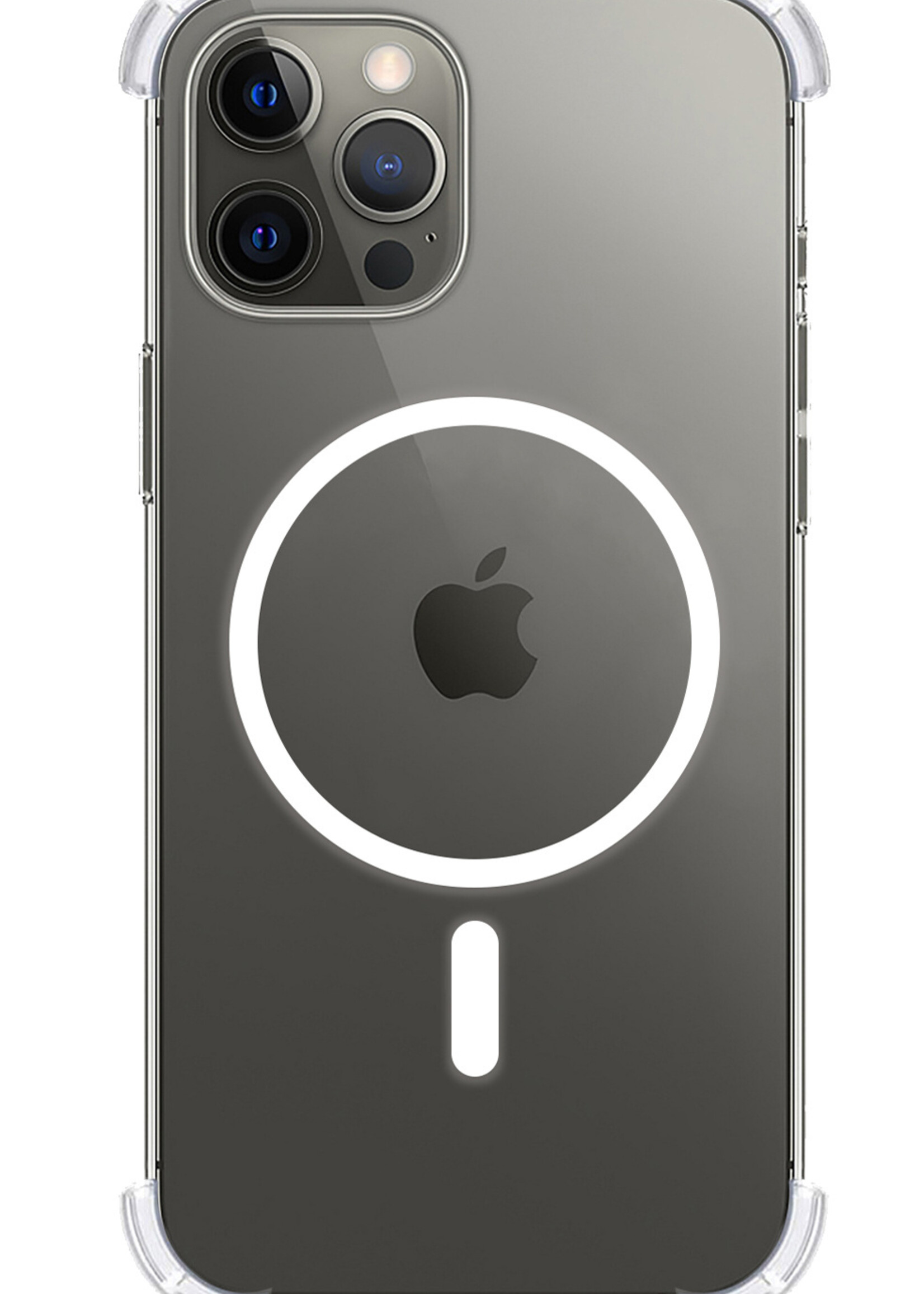 BTH Hoesje Geschikt voor iPhone 13 Pro Max Hoesje Geschikt voor Magsafe Hoesje Shock Proof Cover Met 2x Screenprotector - Hoes Geschikt voor iPhone 13 Pro Max Hoesje Magsafe Case Shockproof - Transparant