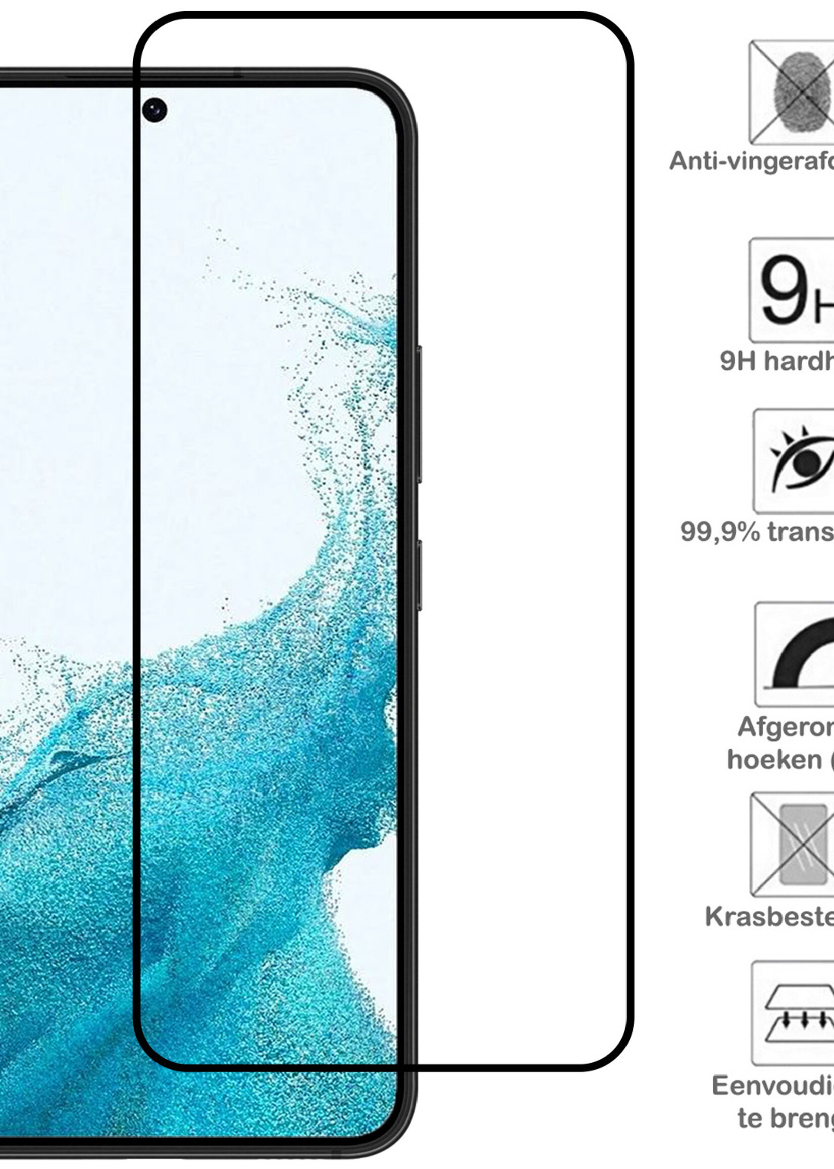 BTH Screenprotector Geschikt voor Samsung S22 Screenprotector Glas Gehard Tempered Glass Full Cover - Screenprotector Geschikt voor Samsung Galaxy S22 Screen Protector Screen Cover - 3 PACK